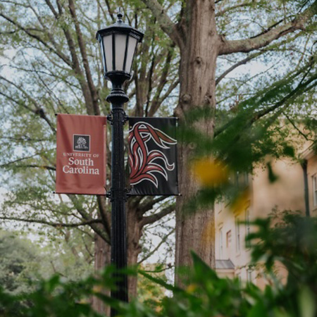 Flag pole with USC flags