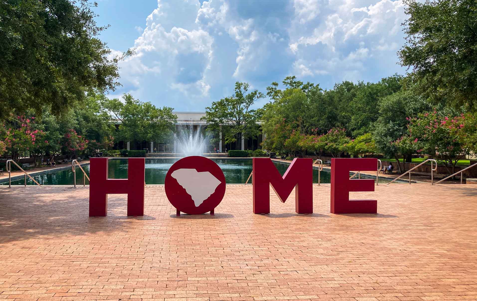Thomas Cooper Library with HOME sign infront