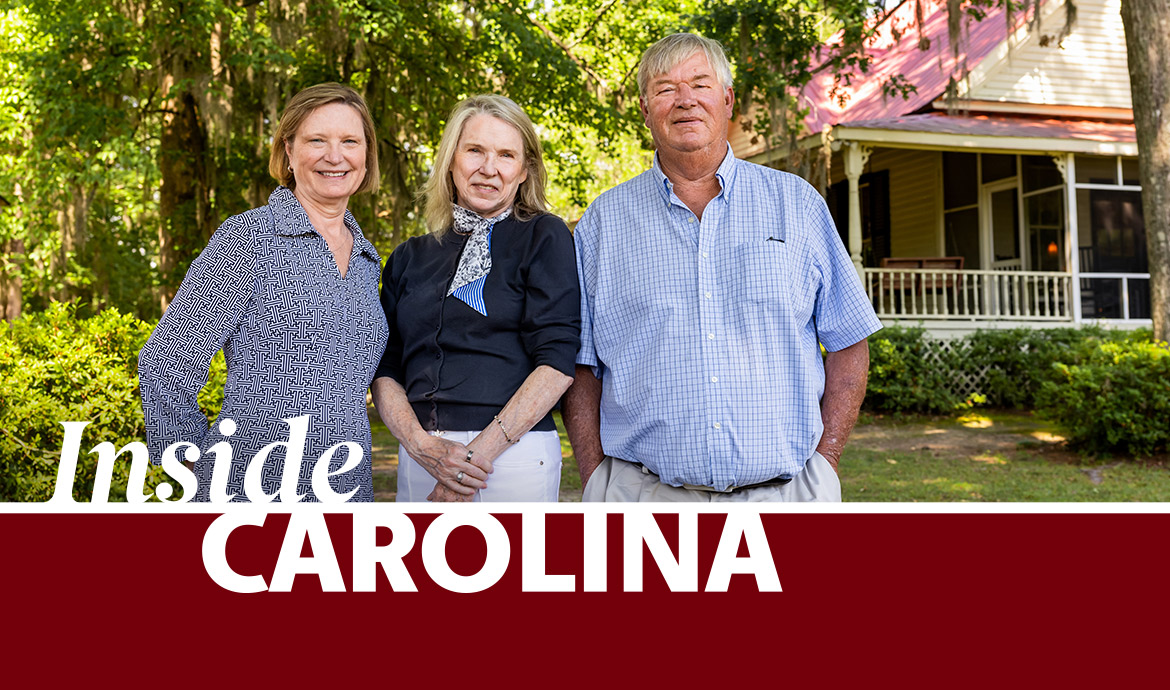 graphic that has a frame with the words Inside Carolina over an image of a three people standing in front of a house