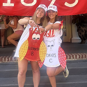 Elizabeth Bridgeman and a friend at sorority bid day.